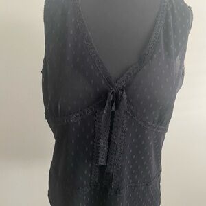 Fully Lined Black Top with Lace Trim